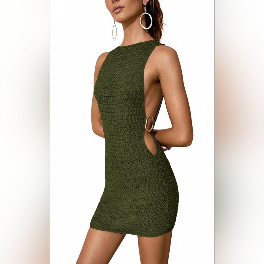 Blanco By Nature Vida Knit Cover Up Dress With Gold Accents